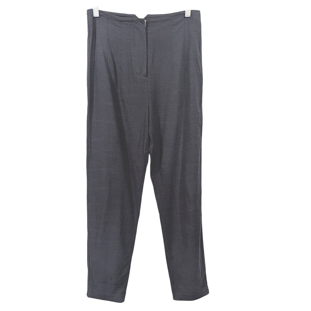 Tuckernuck Trousers 2 Navy Blue Cotton Linen High Rise Slim Tapered Y24457T